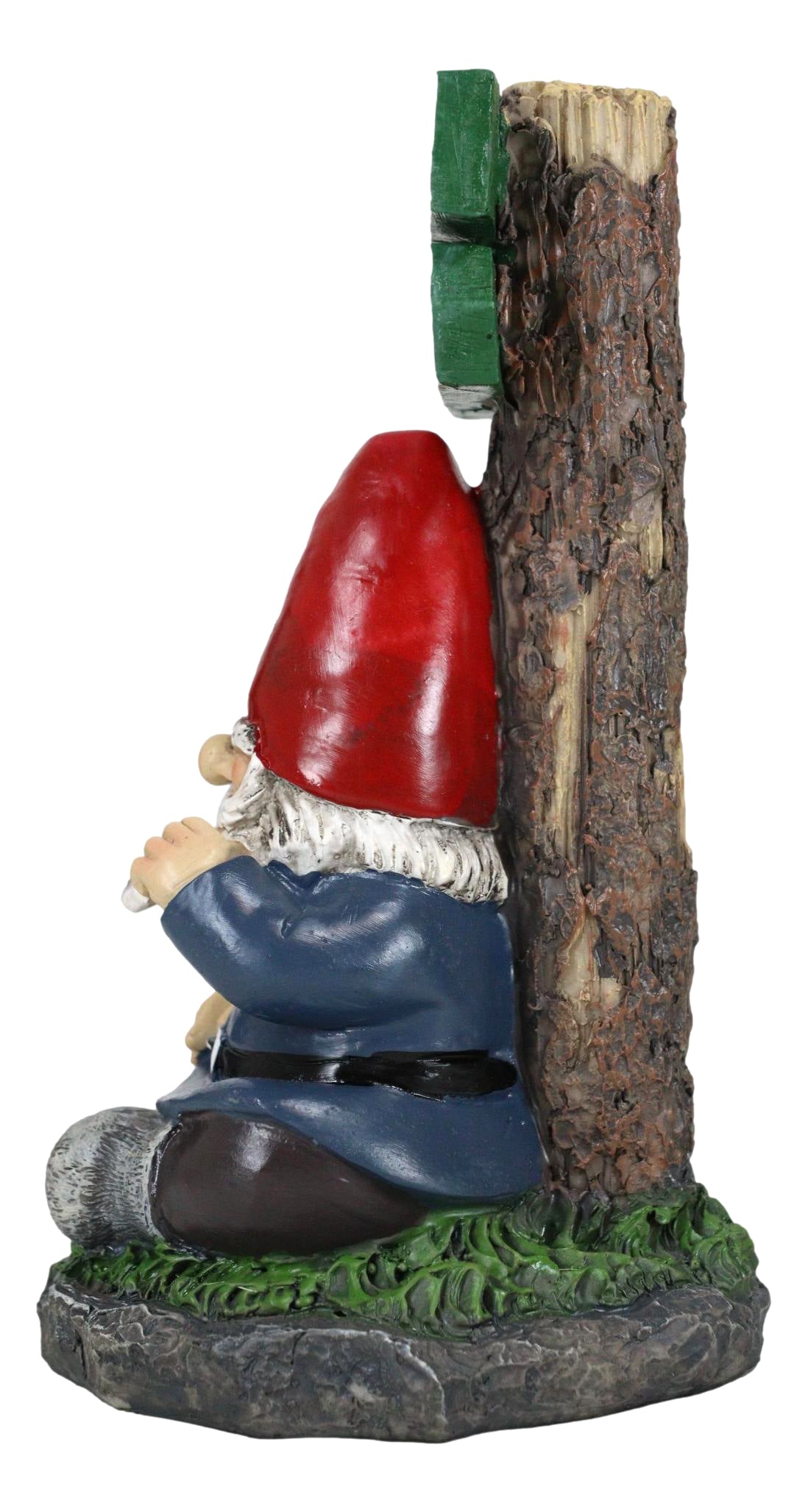 Mr Gnome Dwarf Stoner Smoking Stash Sitting By 'High' Way Crossroads Figurine