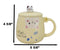 Yellow Calico Cat Love Fish Coffee Mug Cup With Spoon And Kitten Knob Lid 15oz