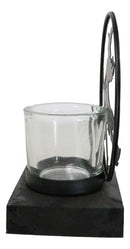 Wicca Grand High Witch Riding On Broomstick Coated Metal Votive Candle Holder