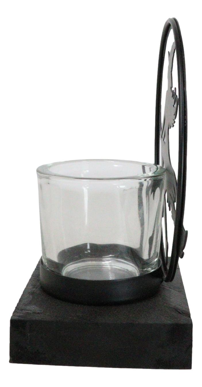 Wicca Grand High Witch Riding On Broomstick Coated Metal Votive Candle Holder