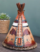 Rustic Western Bison Tribal Indian Teepee Hut Money Coin Savings Bank Figurine