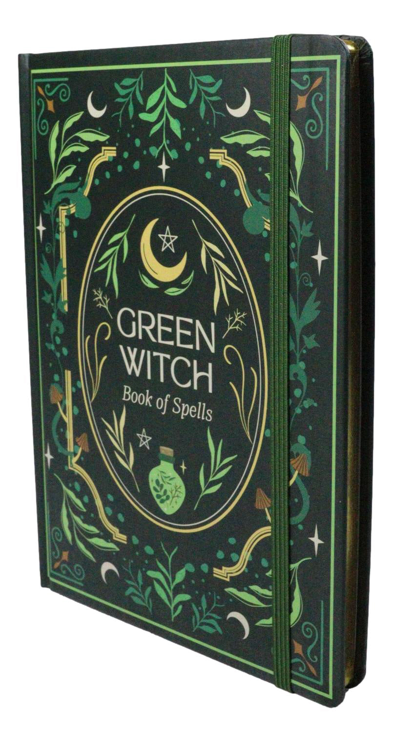 Ebros Gift Wicca Green Witch Book of Spells A5 Hardcover Notebook Journal