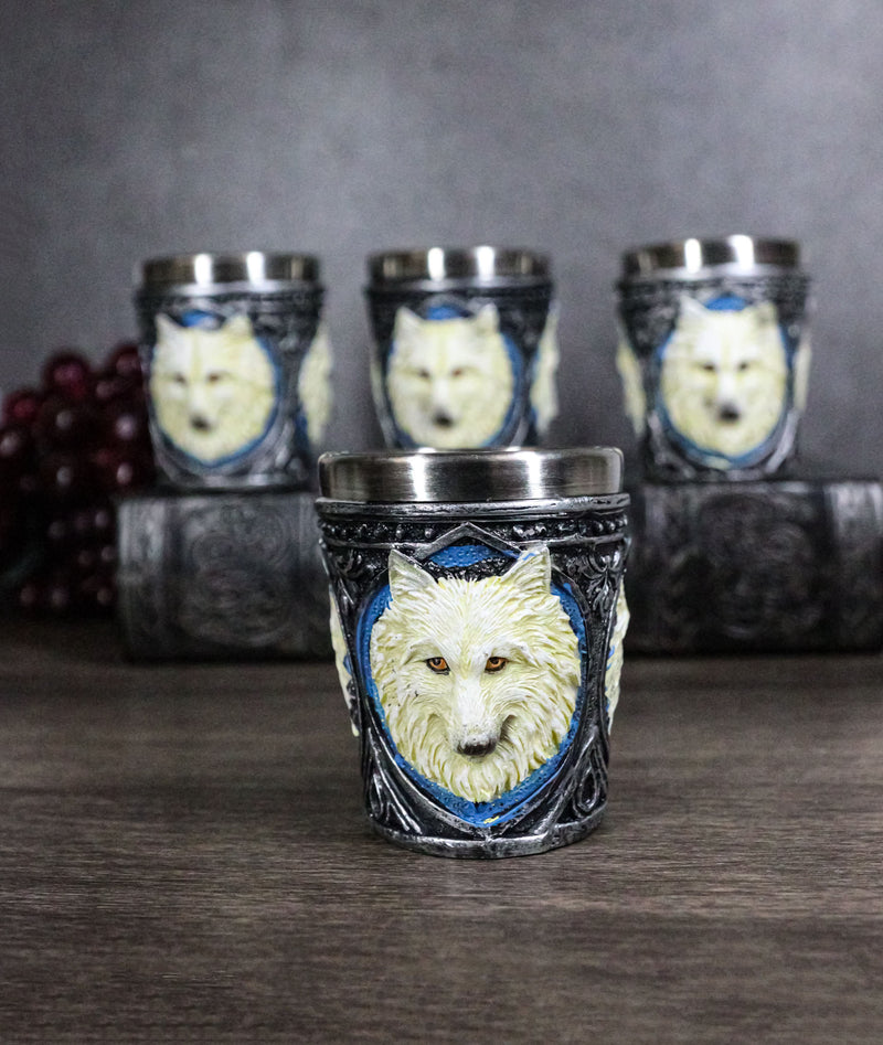 Mythical Fantasy Albino Snow White Wolf Shot Glasses 2-Ounce Set Of 4 Novelties