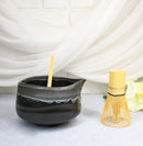 Black And Grey Charcoal Ceramic Japanese Matcha Green Tea Bowl Whisk & Scoop Set