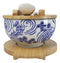 White Blue Koi Fish 28Oz Donburi Ramen Bowl With Lid Trivet Spoon Chopsticks Set