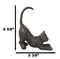 Cast Iron Crouching Feline Kitten Cat With Pointed Tail Ring Holder Figurine