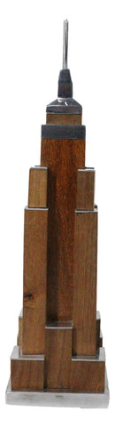 Aluminum And Mahogany New York Monument Empire State Building Art Deco Figurine