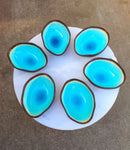 Pack Of 6 Blue Aozora Kannyu Porcelain Irregular Shaped Small Rice Bowls 10oz