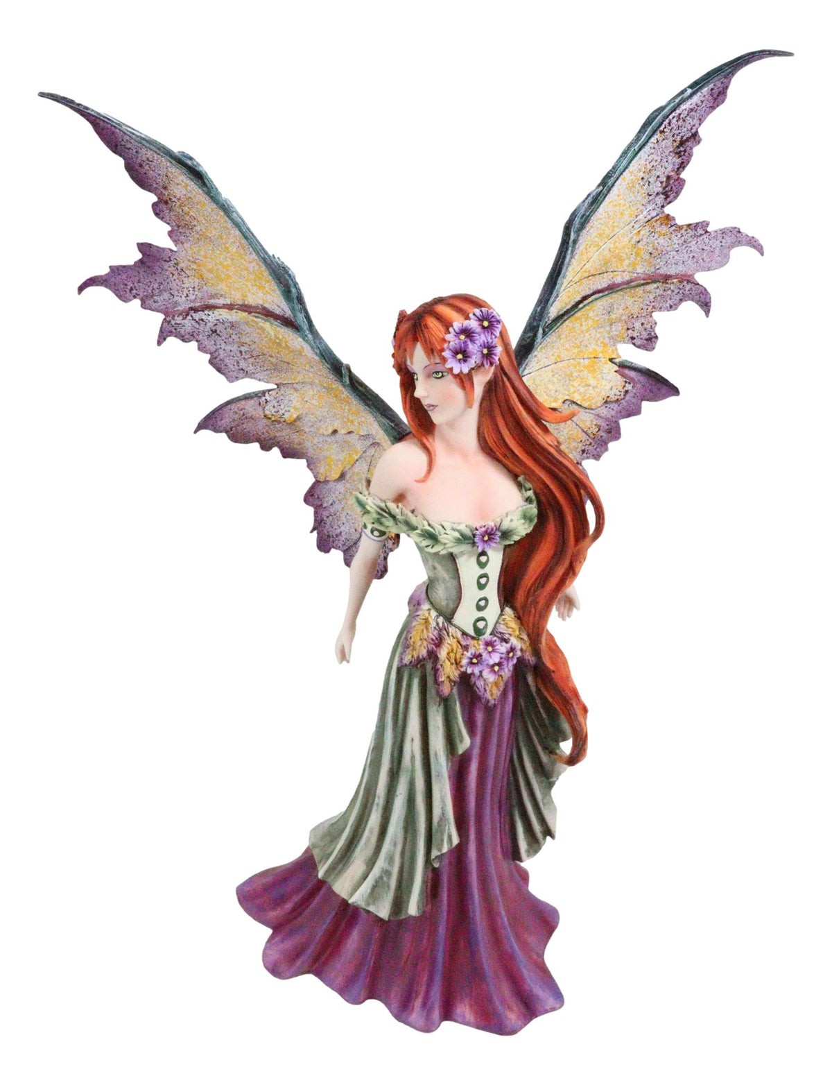 Amy Brown Large Summer Fairy Queen With Flower Adornment Statue Garden Fairies - Ebros Gift