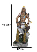 Native Tribal Indian Warrior Hunter Holding Axe With Bald Eagle Figurine