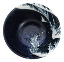Set Of 6 Blue Japanese Hokusai Great Wave 6" Porcelain Soup Rice Tayo Bowls 19oz