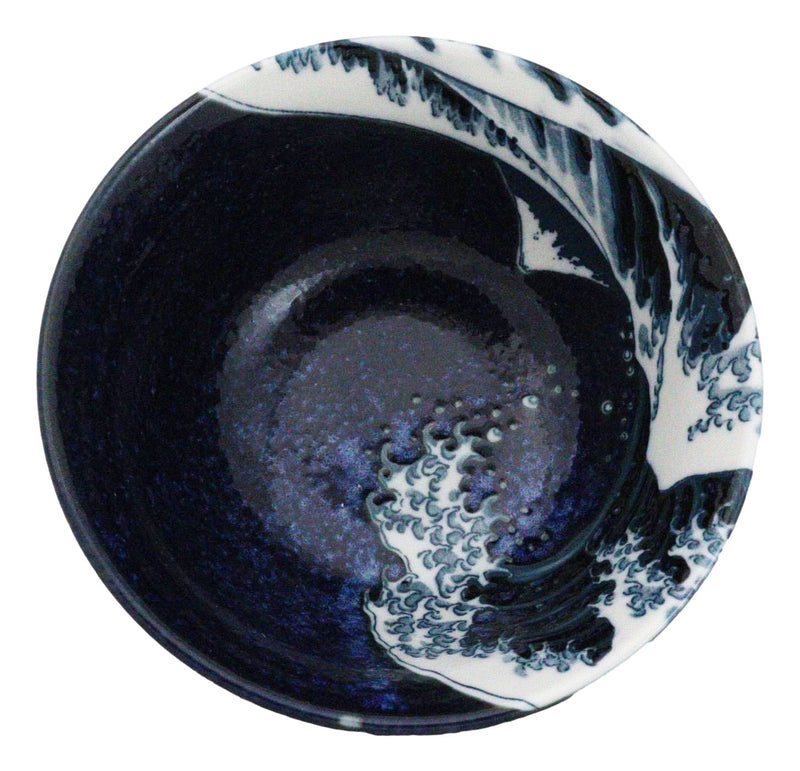 Set Of 6 Blue Japanese Hokusai Great Wave 6" Porcelain Soup Rice Tayo Bowls 19oz