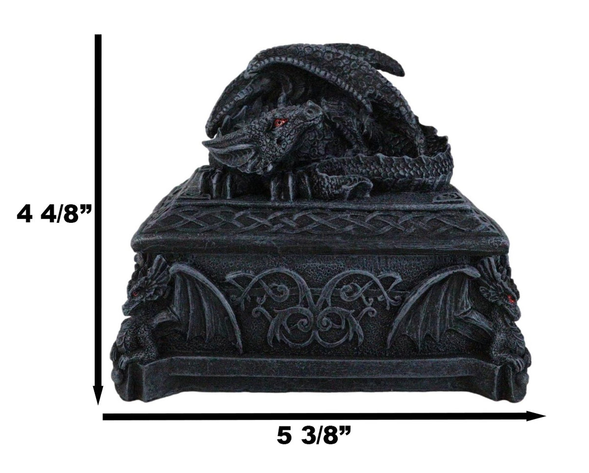 Medieval Dragon On Celtic Knotwork Hero's Cathedric Tomb Trinket Jewelry Box