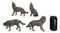 Set Of 4 Mystical Forest Woodland Alpha Gray Wolf Howling And Tracking Figurines