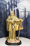 Gold Robe Santa Muerte With Scythe Patroness Of Wealth Decorative Figurine 12"H
