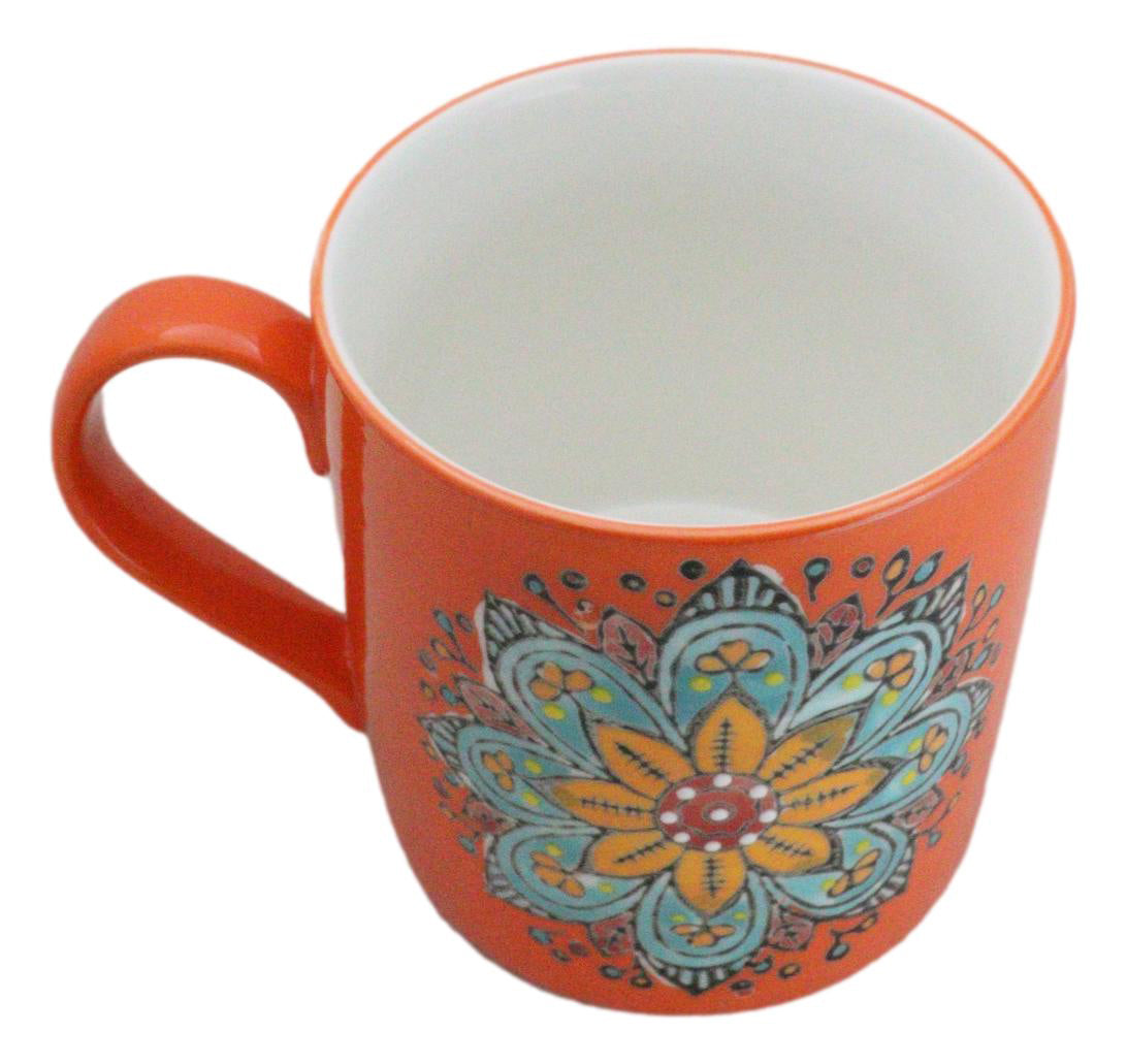 Orange Svadhishthana Sacral Chakra Zen Flower Of Life Mandala Circle Ceramic Mug