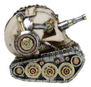 Military War Steampunk Android Gearwork Robotic Cyborg Skull Tank Figurine