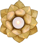 Pack Of 3 Seashells Lotus Flower Yellow Gold Votive Tea Light Candle Holders