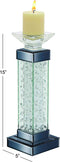 Modern Chic Beveled Floating Crystals Glass and Metal Pillar Candle Holder 15"H
