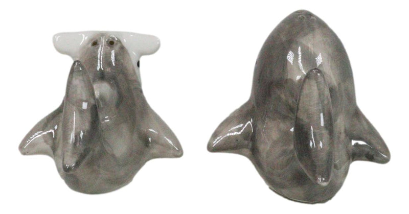 Ebros Ceramic Ocean Marine Great White & Hammerhead Sharks Salt Pepper Shakers