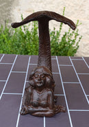7.25"H Cast Iron Nautical Siren Mermaid With Tail Up Statue Ocean Goddess Decor