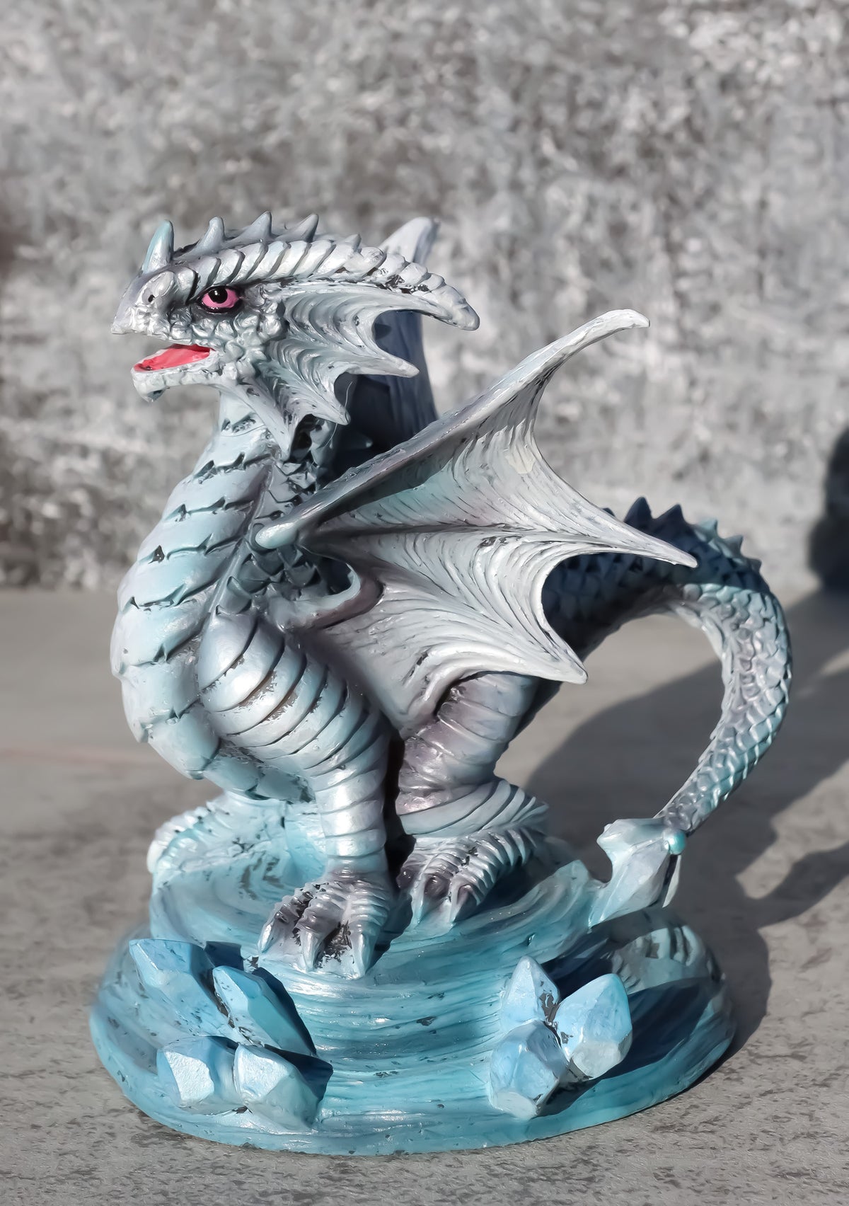Ebros Baby Blue Sea Rock Dragon Wyrmling Collectible Statue 4.25" Long Figurine