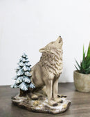 Wild Heritage Call of the Wild Howling Gray Wolf By Snowy Pine Tree Figurine