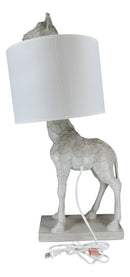 Whimsical Peeking Safari Giraffe Chic Bedside Table Lamp With Fabric Shade 27"H