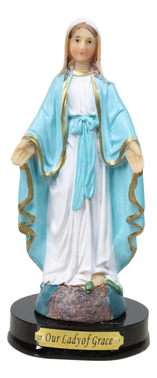 Catholic Blessed Virgin Mary Our Lady of Grace Figurine With Name Base 5"H - Ebros Gift