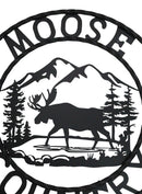 24" Rustic Western Moose Country By Mountains Pine Forest Metal Wall Circle Sign