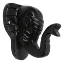 Pack of 2 Black Cast Iron Safari Wildlife Jungle Elephant Small Wall Hooks