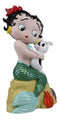 Ocean Mermaid Betty Boop Sitting On Coral With Pudgy Dog Novelty Figurine