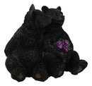Rustic Forest Whimsical Cuddling Black Bear Couple with Flower Bouquet Figurine