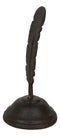 Rustic Cast Iron Brutalist Indian Eagle Feather On Ink Base Paperweight Figurine