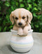 Realistic Golden Retriever Puppy Dog Figurine With Glass Eyes Pup In Pot