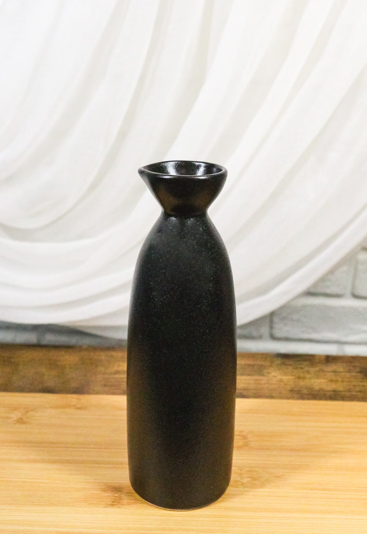 Set Of 6 Porcelain Kokuyo Black Minimalist Japanese Wine Sake Tokkuri Flasks 9oz