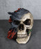 Day of The Dead Romantic Gothic Thorny Red Roses Two Faced Skull Figurine