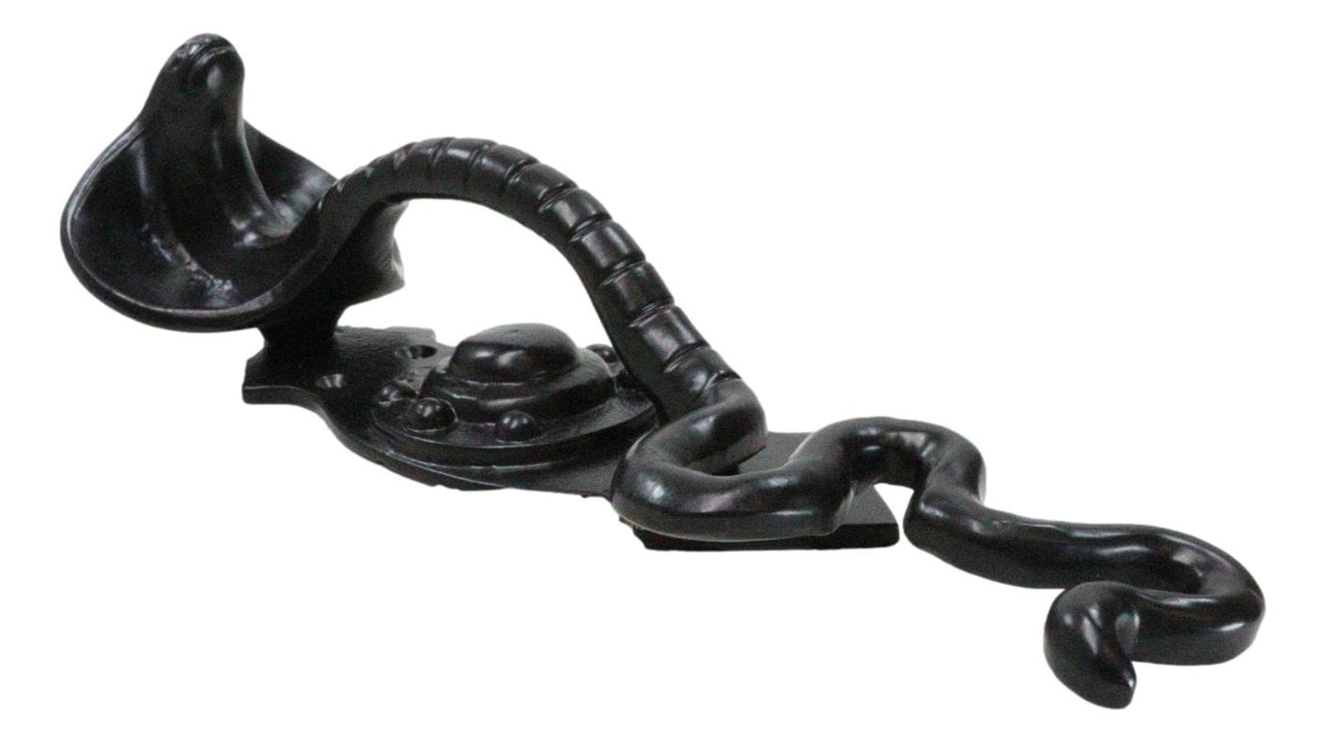 Set of 2 Black Cast Iron Ferocious Desert Cobra Snake Door Handle Bar Pulls - Ebros Gift