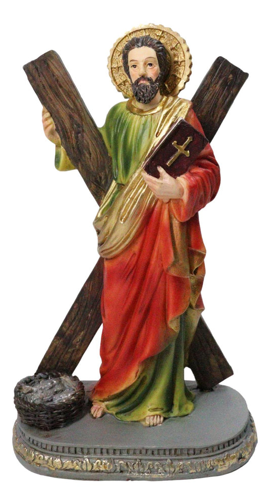 Christian Apostle Disciple of Jesus Saint Andrew with Saltire Cross Figurine 8"H