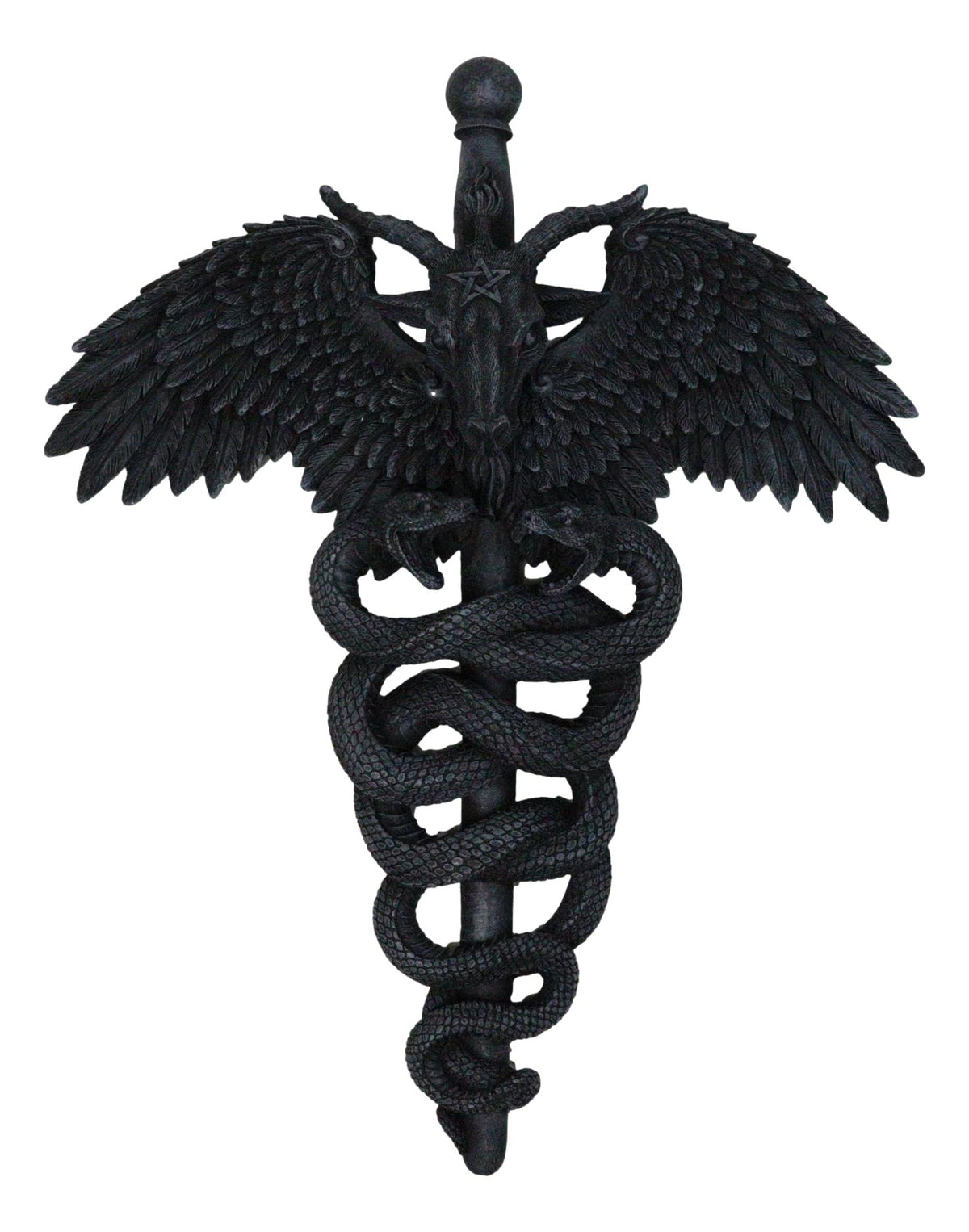 Ebros Gift Sabbatic Goat Baphomet Caduceus Serpent Pentagram Winged Wall Plaque