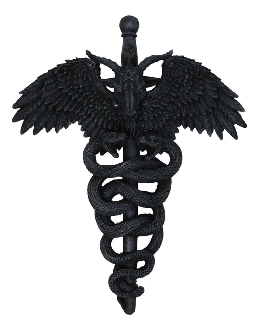 Ebros Gift Sabbatic Goat Baphomet Caduceus Serpent Pentagram Winged Wall Plaque