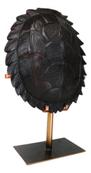 Large Nautical Marine Jagged Shell Faux Sea Turtle Sculpture With Pole Stand