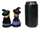 Hocus Pocus Witches With Broomstick Magic Wand Ceramic Salt Pepper Shakers Set