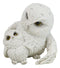 Whimsical 2 White Snowy Mother Owl And Owlet Nesting Figurine Owls Family