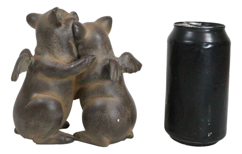 Rustic Country Hog Heavens Whimsical Angel Winged Pig Couple Dancing Figurine