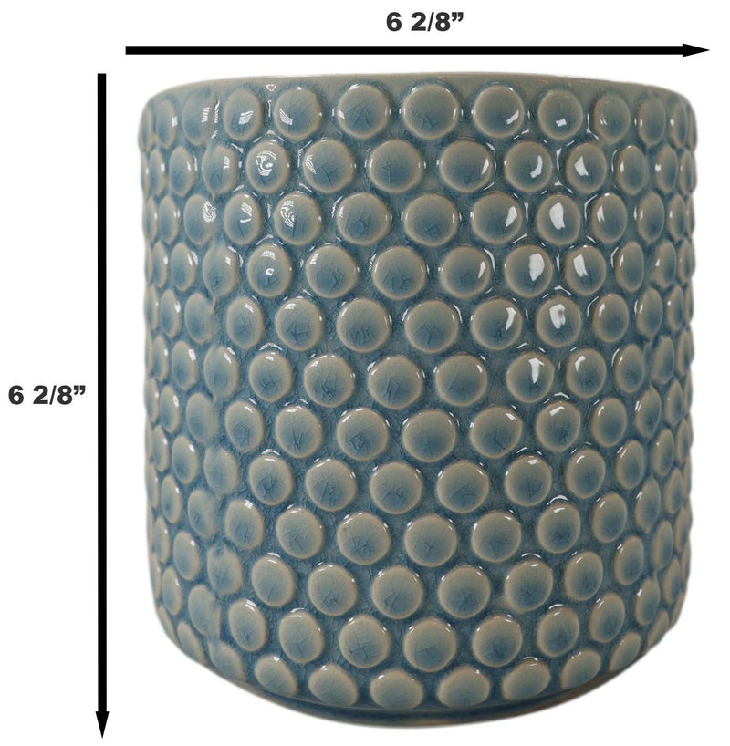 sky blue plant pot Ceramic Turquoise Sky Blue Bubbles Dots Crackle Glazed Floral Vase Pla– Ebros Gift