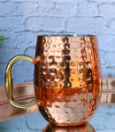 Moscow Mule Copper Plated Stainless Steel Hammered Barrel Cup Mug Gold Handle