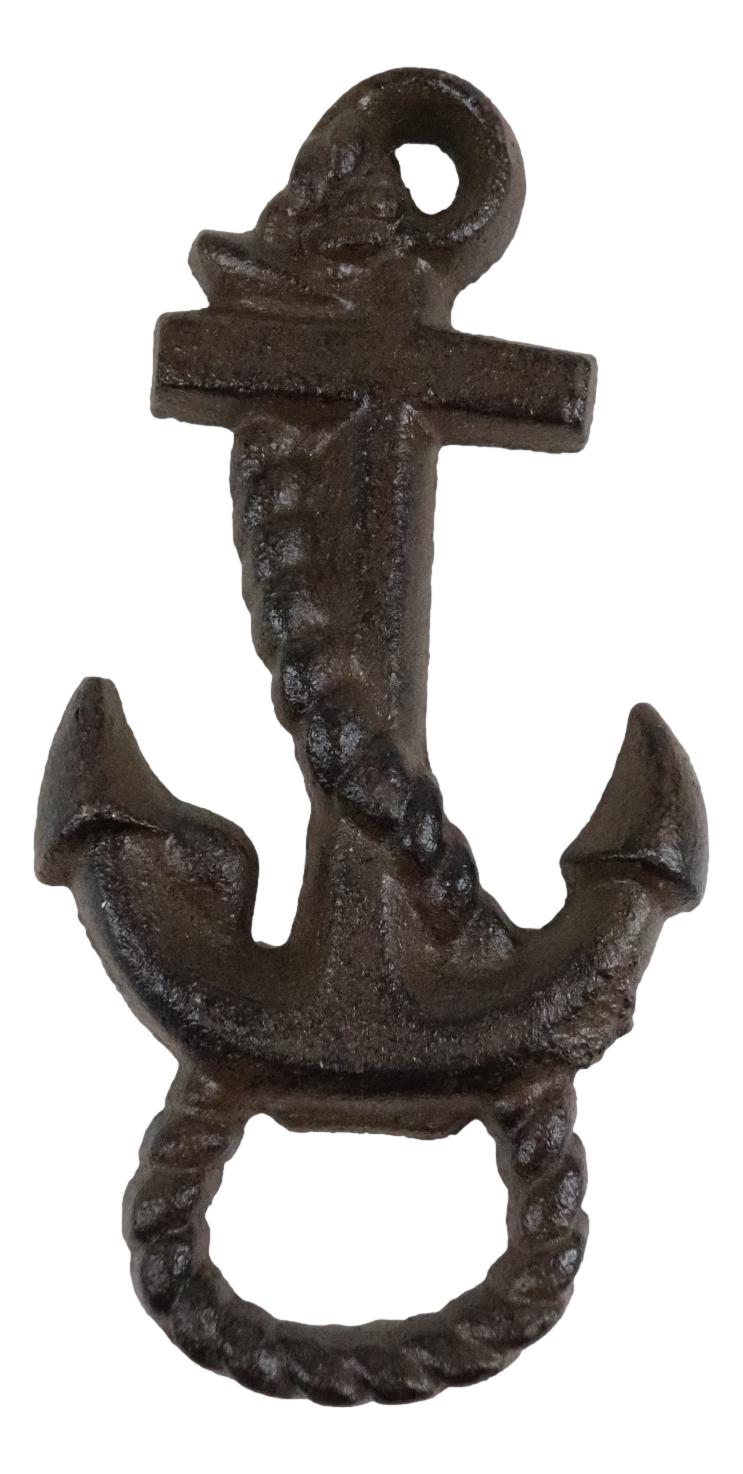 Set Of 2 Rustic Solid Cast Iron Nautical Ship Anchor Hand Beer Bottle Openers
