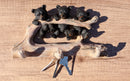 Rustic 3 Naughty Black Bears Dangling On Tree Branch 3 Pegs Triple Wall Hook