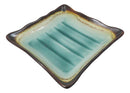 Pack Of 6 Green Midori Kannyu Ceramic Wavy Square Appetizer Salad Plates 7"